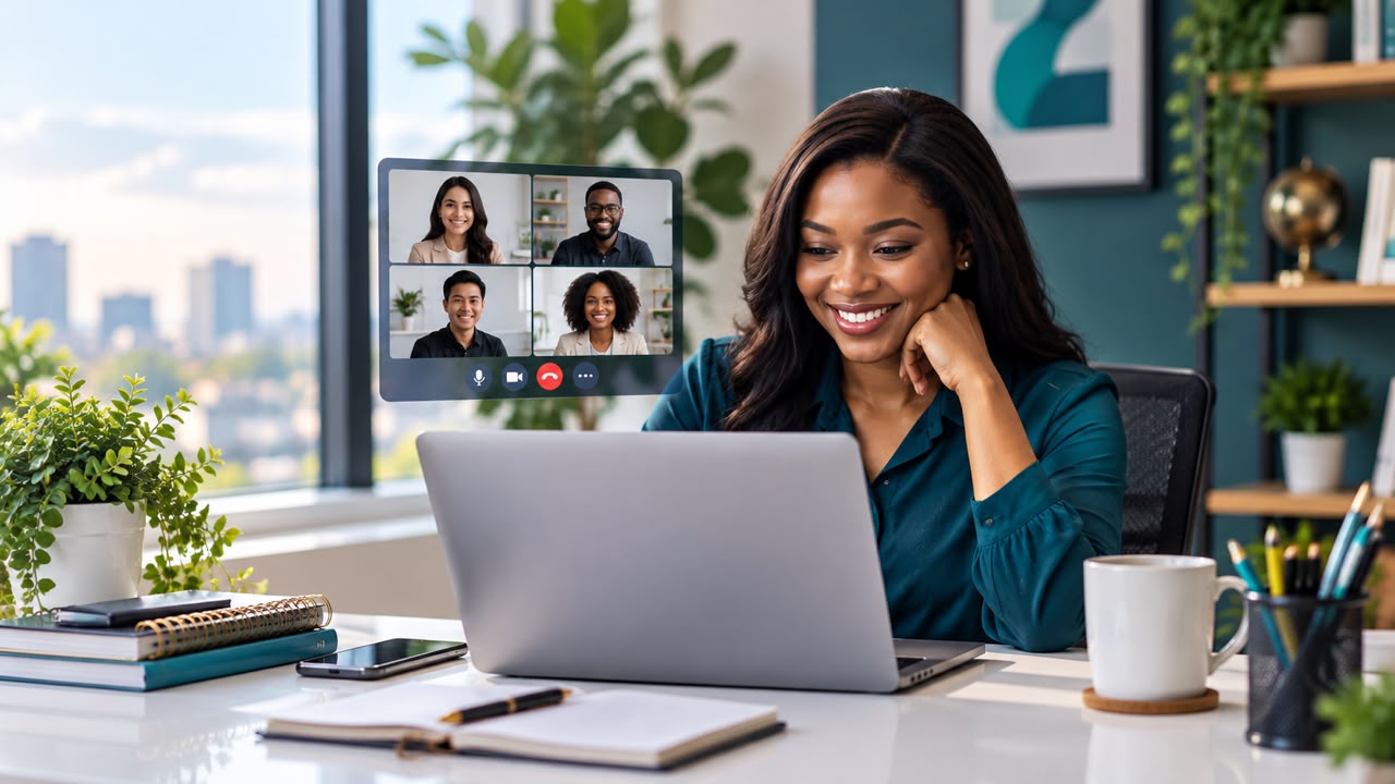 Businesswoman working at a laptop